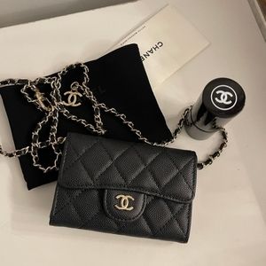 Chanel mini card holder with chain AUTHENTIC